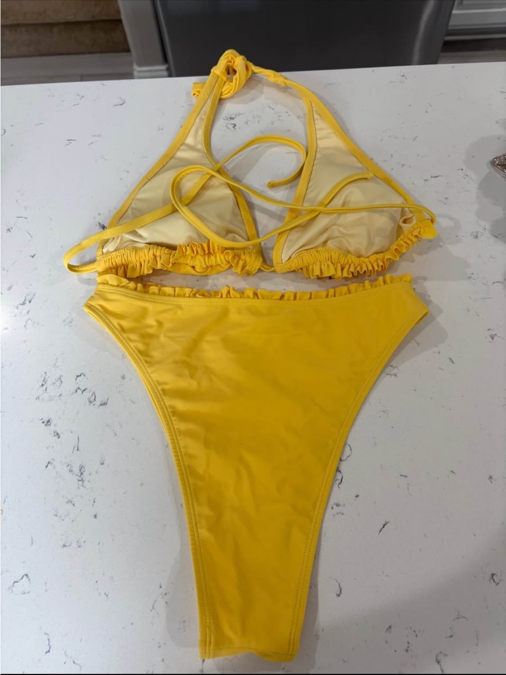 Cupshe Bright Yellow Ruffle Bikini Set - New